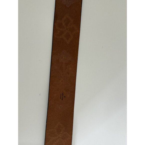 Leather Belt M Brown Floral Boho Studded 2.5" wide Tooled Leather Brass Buckle - Picture 13 of 16